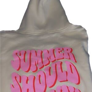 Men's Cream Hoodie with Pink Graphic
